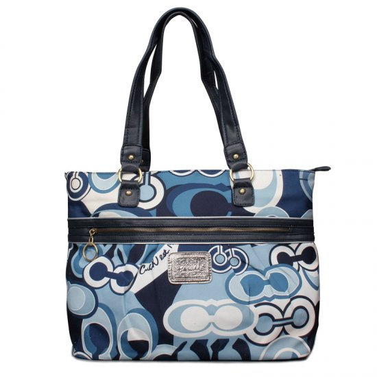 Coach Fashion Poppy Logo Large Blue Totes ENX | Women